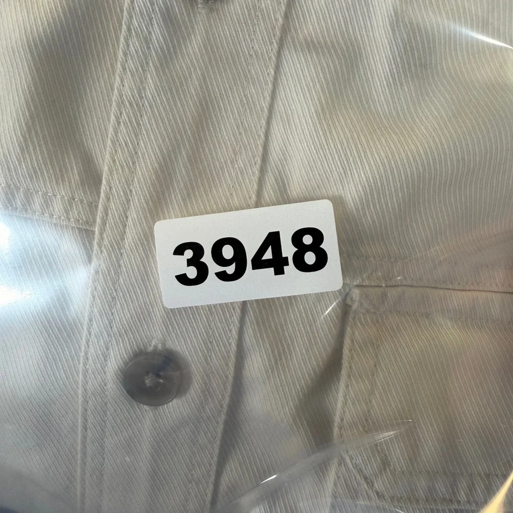 Banana Republic Mens Utility Shirt Stone White Cotton Twill Epaulets L #3948
